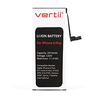 Vertii Internal Lithium Battery Charger Replacement For Apple iPhone 6 Plus 5.5 2915mAh