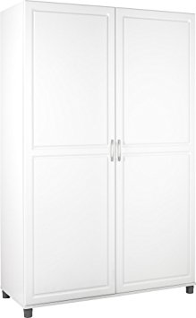 SystemBuild Kendall 48" Wardrobe Storage Cabinet, White Stipple