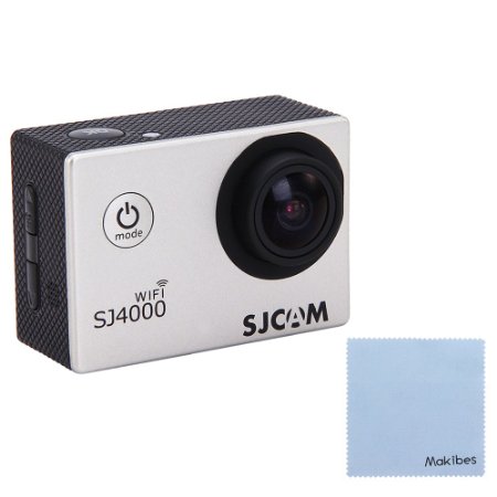 SJCAM Original SJ4000 WiFi Action Camera 12MP 1080P H264 15 Inch 170 Wide Angle Lens Waterproof Diving HD Camcorder Car DVR with Free Makibes Cleaning Cloth Silver