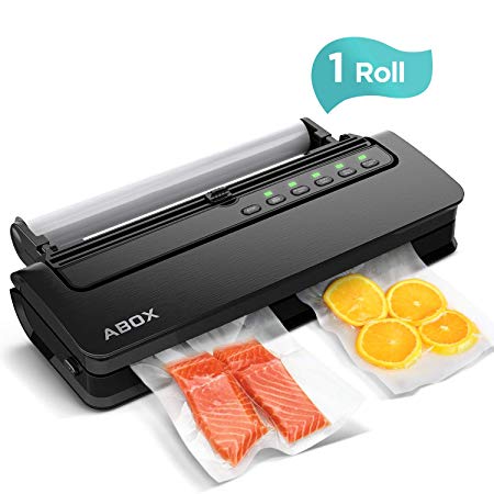 ABOX V63 Vacuum Sealer Machine, Food Vacuum Air Sealing System for Food Saver Storage, with Built-in Cutter, Starter Kit Roll and Holder