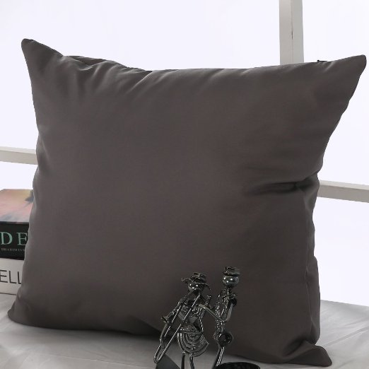 Deconovo Microfiber Decorative Pillowcase Cushion Cover With Invisible Zipper For Sofa 24x24-Inch Dark Grey Double Lined