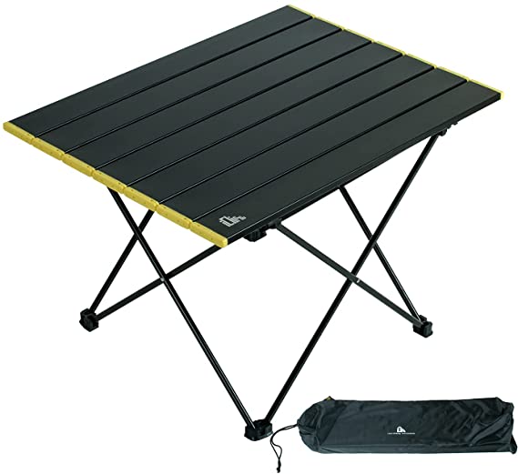 iClimb Ultralight Compact Camping Alu. Folding Table with Carry Bag, Two Size (Black - L)