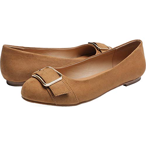 Aukusor Women's Wide Width Ballet Flat - Cozy Round Toe Slip On Flat Shoes.