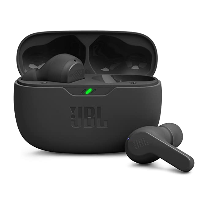 JBL Wave Beam in-Ear Earbuds (TWS) with Mic, App for Customized Extra Bass EQ, 32 Hrs Battery and Quick Charge, IP54, Ambient Aware & Talk-Thru, Google FastPair (Black)