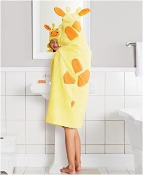 Childrens Hooded Bath Towel Yellow Giraffe 25 x 50 by Jumping Beans