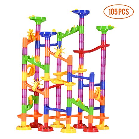 Vamslove Marble Run Sets, 105 Pieces Marble STEM Games Construction Building Blocks Marble Run Toys for Kids 4 5 6   Year Old Boys Girls