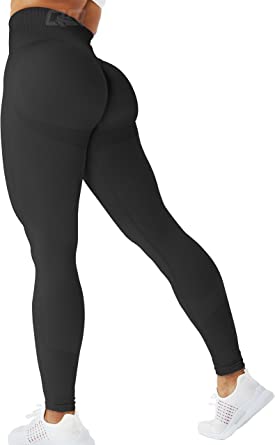 QOQ Women's High Waisted Butt Lifting Workout Leggings Seamless Ruched Booty Tummy Control Gym Compression Yoga Pants