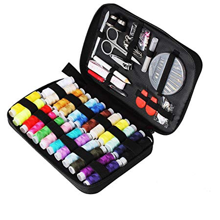 TUXWANG Premium Portable Sewing Kit - With 90-Piece Sewing Accessories and Carry Case - Includes Assorted Needles and 24 Reels of Thread