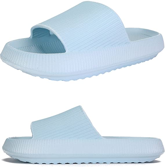 Pillow Slippers for Women & Men, Shower Shoes Bathroom Sandals, Extra Thick Soft Cloud Cushioned Non-Slip Quick Drying Massage Open Toe Pool Gym House Platform Slippers