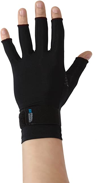 Copper Fit unisex adult Ice Compression Gloves Infused with Menthol and Coq10 for Recovery, Black, Large X-Large US