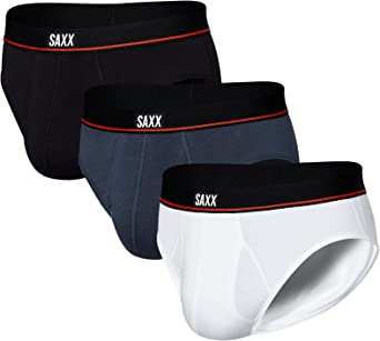 SAXX Men’s Underwear - Non-Stop Stretch Cotton Brief – Pack of 3 with Built-In Pouch Support and Fly-Underwear for Men