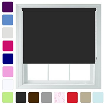 Blackout Roller Blind in Different Colours & Sizes - Trimmable - Black 60cm x 165cm