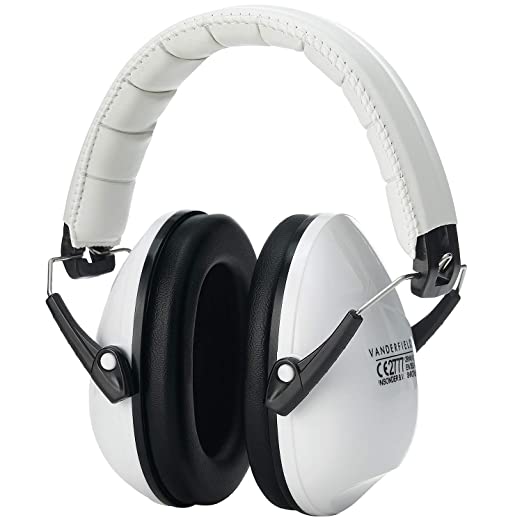 Ear Defenders for Kids Toddlers Children - Hearing Protection Earmuffs with Autism - Adjustable Padded Headband Noise Reduction - White