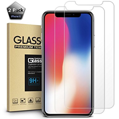 iPhone X Screen Protector, Tempered Glass Screen Protector for iPhone X Edition [2-Packs] Anti-Scratch Shockproof Protection for Apple iPhone X/10 ( Released in 2017)