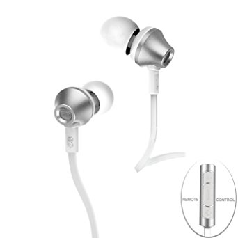 Nkomax Remax 610D In-Ear Headphones with IOS/Android Switch Controller High Tensile Resistance Corded Headsets with Microphone for iPhone iPad iPod Touch Samsung and Other Android Smartphones(Silver)