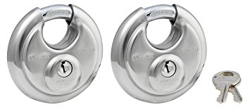 Master Lock 40T Stainless Steel Shrouded Disk Padlock with 2-3/4" Wide Body (Pack of 2)