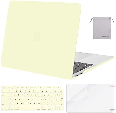 MOSISO MacBook Air 13 inch Case 2020 2019 2018 Release A2337 M1 A2179 A1932, Plastic Hard Shell&Keyboard Cover&Screen Protector&Storage Bag Compatible with MacBook Air 13 inch Retina, Cream Yellow