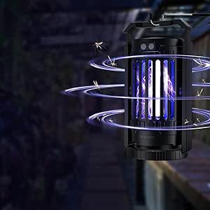 Mosquito Killer Lamp with Searchlight, 3 IN 1 UV Electric Fly Zapper, 4000mAh 4200V Bug Zapper Indoor, USB Rechargeable Electric Fly Killer for Office Kitchen Bedroom Garden Camping Outdoor