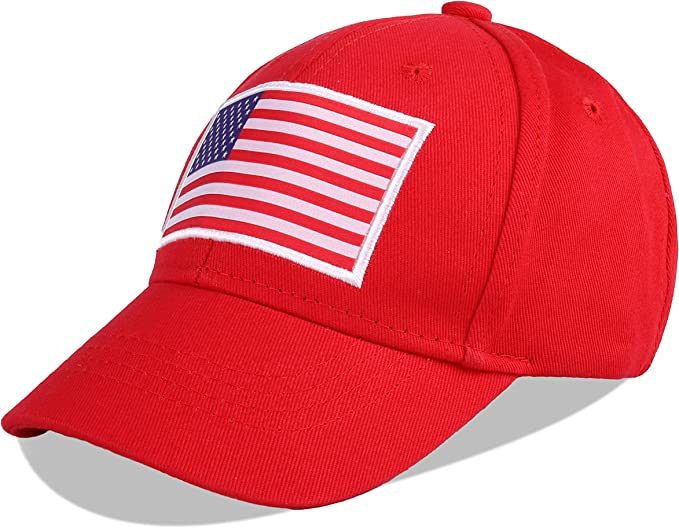 LANGZHEN Kids Toddler Outdoor American Flag Adjustable Baseball Cap Cotton Baby Sun Hat for Boys Girls