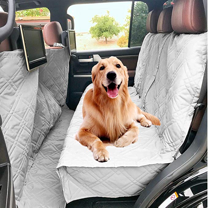 Deluxe Quilted and Padded Dog Car Seat Cover with Non-Slip Back Best for Car Truck and SUV - Make Travel with Your Pet Always an Option - 3 Sizes and Colors (Black, Grey, Taupe)