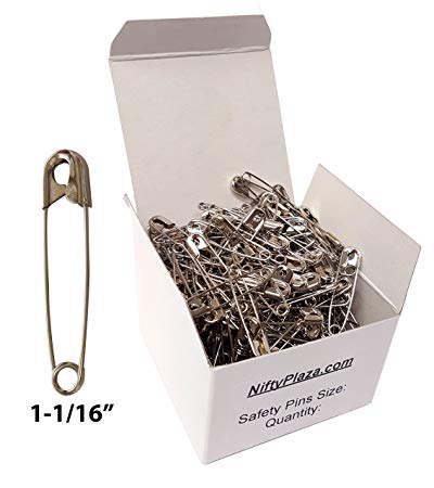 NiftyPlaza 500 Pcs Safety Pins 1-1/16" Premium Quality Industrial Strength - Durable, Rust-Resistant Nickel Plated (500 Safety Pins)
