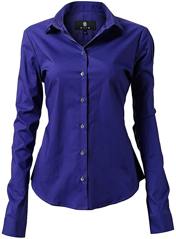 diig Dress Shirt for Women - Long Sleeve Women Tops Blouses, White Red XS M 2 XL