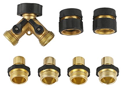 A1001P3 Brass 2-Way Hose Splitter Brass Quick Connector Value Pack