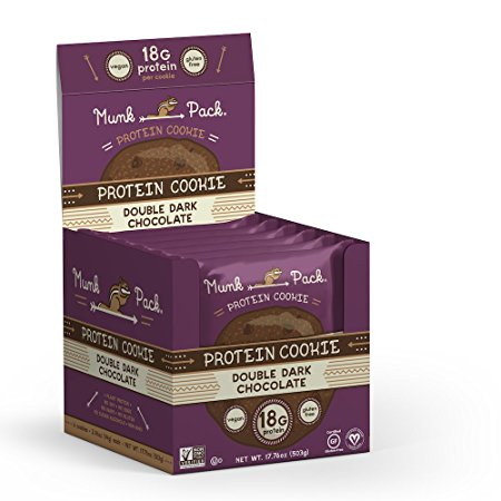 Munk Pack - Double Dark Chocolate - 2.96 oz Protein Cookie, 6 Pack | Vegan, Gluten Free, 18g of Protein per Cookie