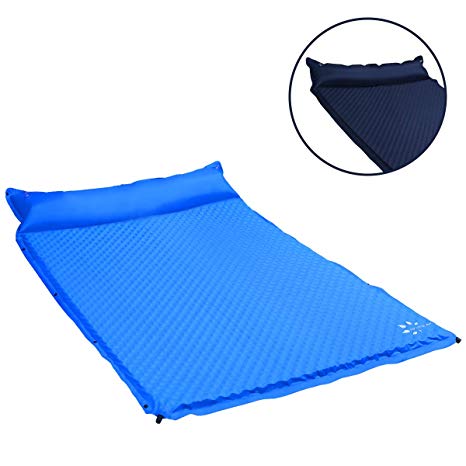 FRUITEAM Sleeping pad Double self Inflating Camping pad Large for 2 Person air Mattress with Pillow