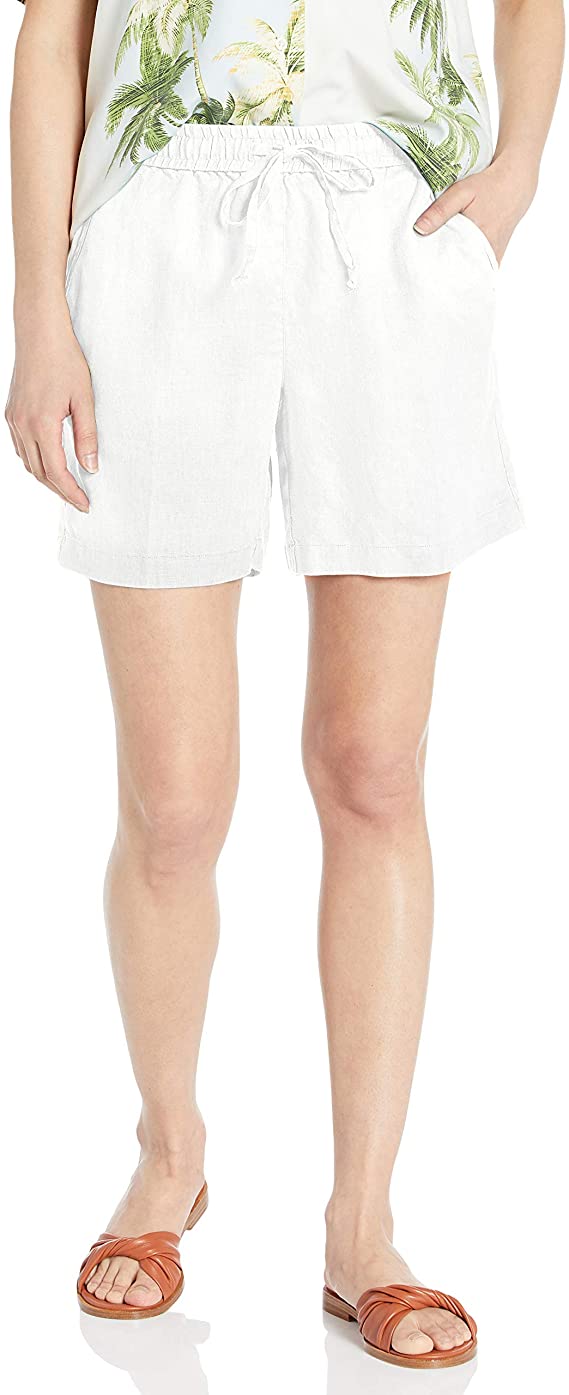 Amazon Brand - 28 Palms Women's 6" Inseam Linen Short with Drawstring