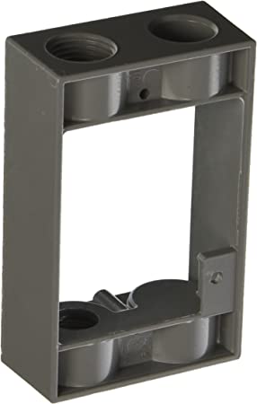 1-Gang Weatherproof Extension Adapter, Two 1/2 in. Threaded Outlets, Gray