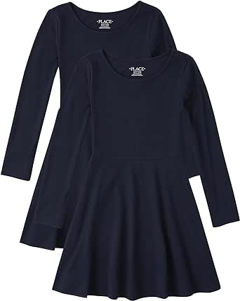 The Children's Place Girls' Long Sleeve Basic Skater Dress