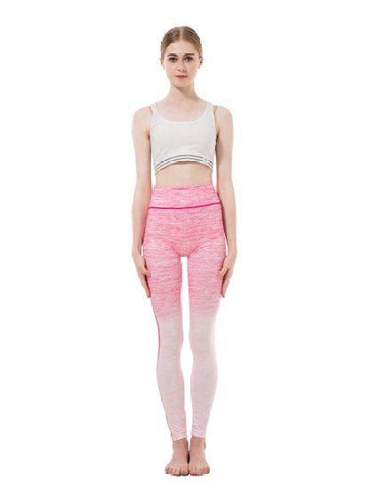 Women Sports Leggings Fitness High Waist Elastic Spandex Yoga Pants Gym Workout Night Running Sportswear Trousers, Pink