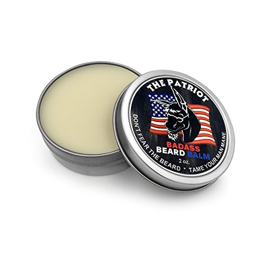 Badass Beard Care Beard Balm - The Patriot Scent, 2 oz - All Natural Ingredients, Keeps Beard and Mustache Full, Soft and Healthy, Reduce Itchy and Flaky Skin, Promote Healthy Growth