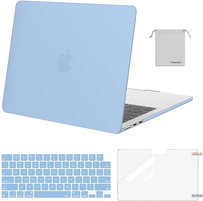 MOSISO Compatible with MacBook Air 13.6 inch Case 2022 2023 Release A2681 M2 Chip with Liquid Retina Display Touch ID, Plastic Hard Shell&Keyboard Cover&Screen Protector&Storage Bag, Air Blue