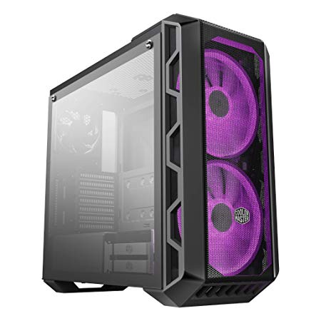 Cooler Master MasterCase H500 Computer Case Front Mesh or Transparent, 2 RGB 200mm Fans, Tinted Temper Glass side panel, Carrying Handle