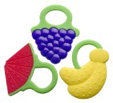 Baby Teething Toys Best Infant and Toddler Teething Pain Relief-Works Or Your Money Back 100 Safe Fun Set Of 3 Soft Chewy Silicone Teethers With Rings-BPA Free FDA-Wimmzi Tutti Frutti Teether Toys
