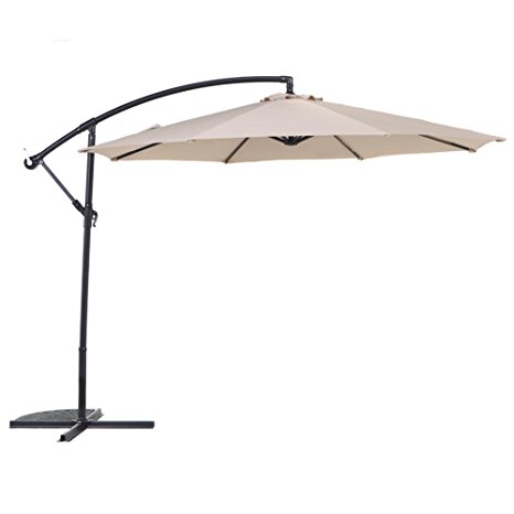 Grand Patio 10 Ft Offset Cantilever Outdoor Market Patio Hanging Umbrella with Crank , Beige