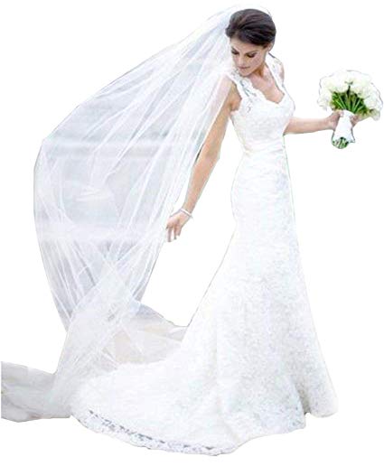 EllieHouse Women's 2 Tier Chapel Wedding Bridal Veil With Comb E22
