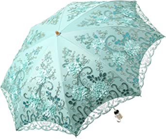 LCY Embroidered Lace Double-deck Anti-UV Parasol Sun/Rain/Snow Folding Umbrella