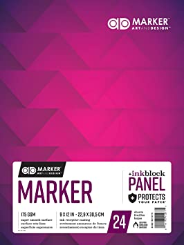 Chartpak AD Marker Paper Pad with Ink Block Panel, 175 GSM, 14 x 17", 24 Sheets/Pad, White, 1 Each (26061302012)