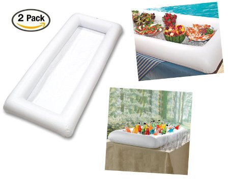 2 PCS Inflatable Serving/Salad Bar Tray Food Drink Holder BBQ Picnic Pool Party Buffet Cooler,with a drain plug