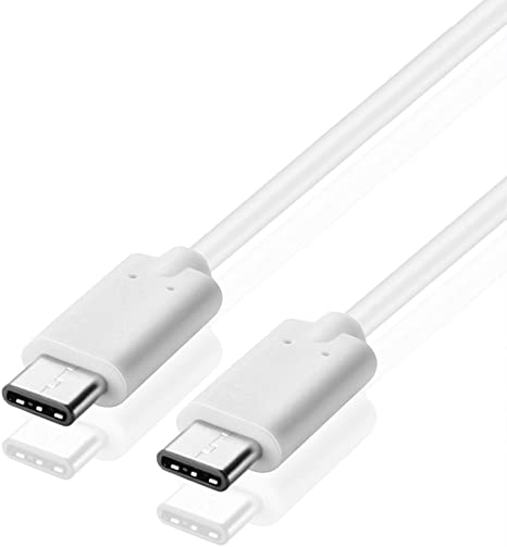 TNP USB Type C to Type C Cable, USB-C to USB-C Cable Adapter Connector Plug Wire Cord, High Speed USB 2.0 Male to Male Sync & Charge Cable - White (3FT)