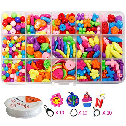 Pnbb Colorful Acrylic Beads Toy DIY Jewelry for Children Necklace and Bracelet Crafts - Style B About 554-piece Set