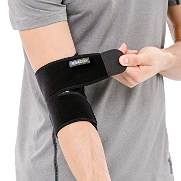 Bracoo Elbow Support, Reversible Stabilizer, Adjustable Brace, Neoprene Sleeve – Arthritic Pain Relief, Sports Injury Rehabilitation & Protection against Re-injury, Black, 1 count