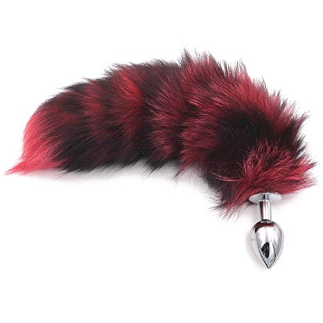 Leosi Red Thick Faux Fox Tail Stainless Steel Fun Plug Romance Games Play Party Toy Love Gift for High Happy (Style 1,L)