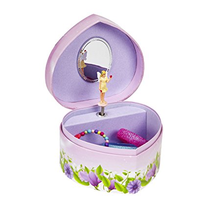JewelKeeper Heart Shaped Music Jewelry Box with Dancing Fairy, Flower Design, Waltz of the Flowers Tune
