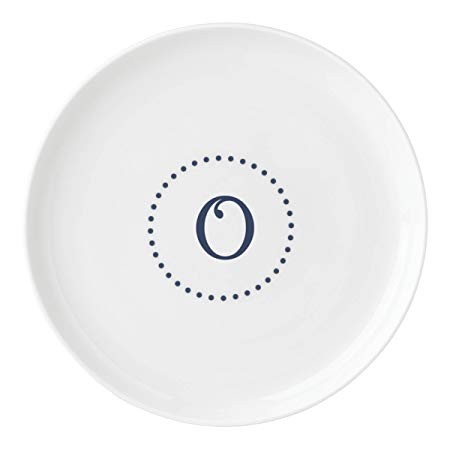 Lenox 877782  Navy Dots O Accent Plate, Letter O