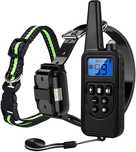 Slopehill Dog Training Collar, Waterproof Dog Shock Collar with 2600 Feet Remote, Rechargeable Electronic Dog Collar with Vibration Tone Shock Modes, Adjustable Collar Strap for Small Medium Large Dog