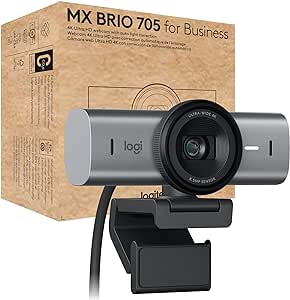 Logitech MX Brio 705 for Business 4K Webcam with Auto Light Correction, Ultra HD, Auto-Framing, Show Mode, USB-C, Works with Microsoft Teams, Zoom, Google Meet - Graphite